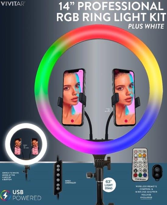 VivitarĀ® 14" Full Color RGB Pro Ring Light 1 VivitarĀ® 14" Full Color RGB Pro Ring Light 1