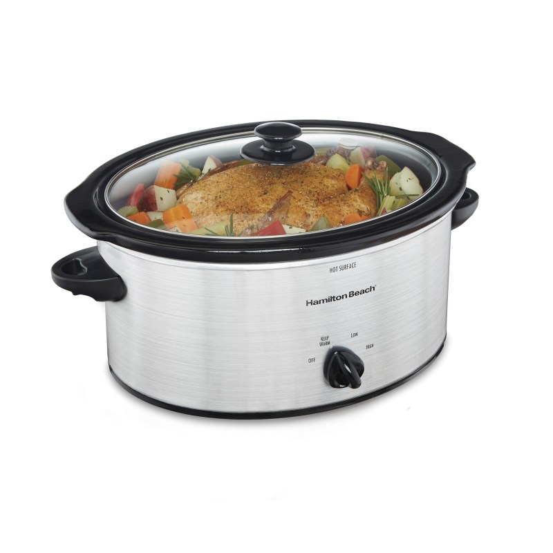 Hamilton Beach 5 Quart Slow Cooker, Serves 6+, Silver, 33156R 2 Hamilton Beach 5 Quart Slow Cooker, Serves 6+, Silver, 33156R 2