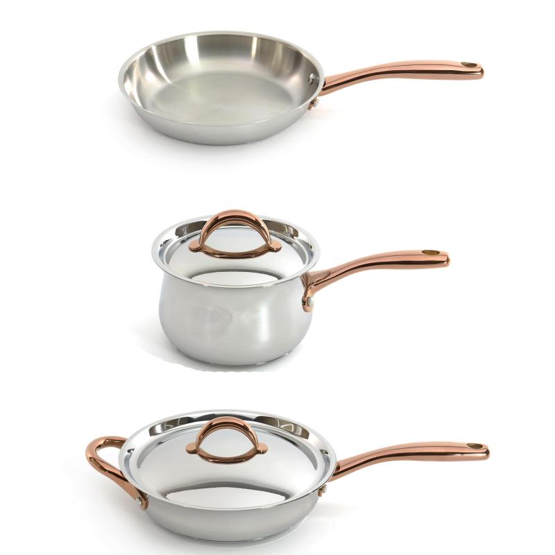 BergHoff Ouro Gold 18/10 Ss 4Pc Starter Set/Metal Lids 2 BergHoff Ouro Gold 18/10 Ss 4Pc Starter Set/Metal Lids 2