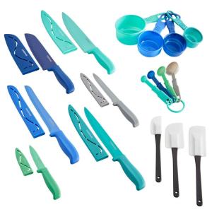 Farberware 23Pc Resin Knife Set W/ Gadgets Blue 2 Farberware 23Pc Resin Knife Set W/ Gadgets Blue 2