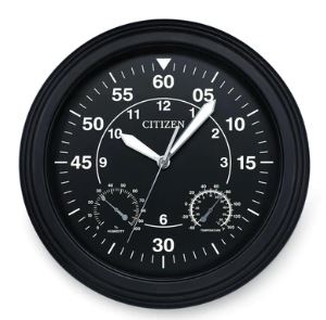 CitizenĀ® Outdoor Water-Resistant Black Dial Clock w/Hygrometer & Thermometer 1 CitizenĀ® Outdoor Water-Resistant Black Dial Clock w/Hygrometer & Thermometer 1