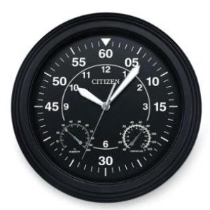 Citizen® Outdoor Water-Resistant Black Dial Clock w/Hygrometer & Thermometer 1 Citizen® Outdoor Water-Resistant Black Dial Clock w/Hygrometer & Thermometer 1