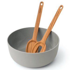 BergHoff Leo 3Ps Salad Bowl Set W/ Bamboo Servers, White 2 BergHoff Leo 3Ps Salad Bowl Set W/ Bamboo Servers, White 2