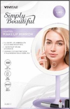 VivitarĀ® Lighted LED Lavender Vanity Mirror 1 VivitarĀ® Lighted LED Lavender Vanity Mirror 1