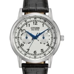 Citizen® Men%27s Eco-Drive® Stainless Steel Watch w/Black Leather Strap 1 Citizen® Men%27s Eco-Drive® Stainless Steel Watch w/Black Leather Strap 1