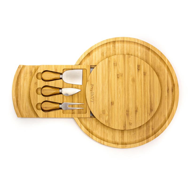 BergHoff Bamboo 4Pc Multi-Level Cheese Board Set, With 3 Tools, 13X1.5" 2 BergHoff Bamboo 4Pc Multi-Level Cheese Board Set, With 3 Tools, 13X1.5" 2