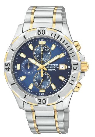 Citizen® Men%27s Quartz Two-Tone Stainless Steel Watch w/Blue Dial 1 Citizen® Men%27s Quartz Two-Tone Stainless Steel Watch w/Blue Dial 1