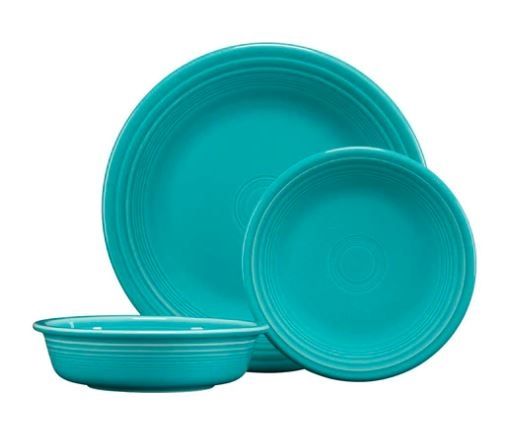 Fiesta 3 PC Turquoise Classic Bowls & Plates Placesetting 2 Fiesta 3 PC Turquoise Classic Bowls & Plates Placesetting 2