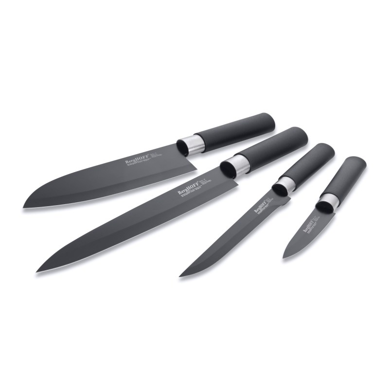 BergHoff Essential 4Pcs Ceramic Coated Knife Set, Black 2 BergHoff Essential 4Pcs Ceramic Coated Knife Set, Black 2