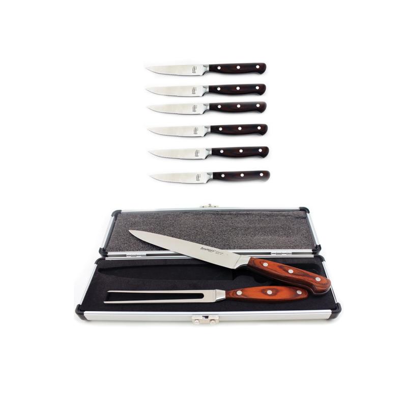 BergHoff Pakka 8Pc Stainless Steel Cutlery Set: 6 Steak Knives & 2Pc Carving Set 2 BergHoff Pakka 8Pc Stainless Steel Cutlery Set: 6 Steak Knives & 2Pc Carving Set 2