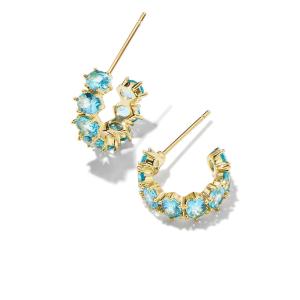 Kendra Scott Cailin Crystal Huggie Earrings - Gold Aqua 2 Kendra Scott Cailin Crystal Huggie Earrings - Gold Aqua 2
