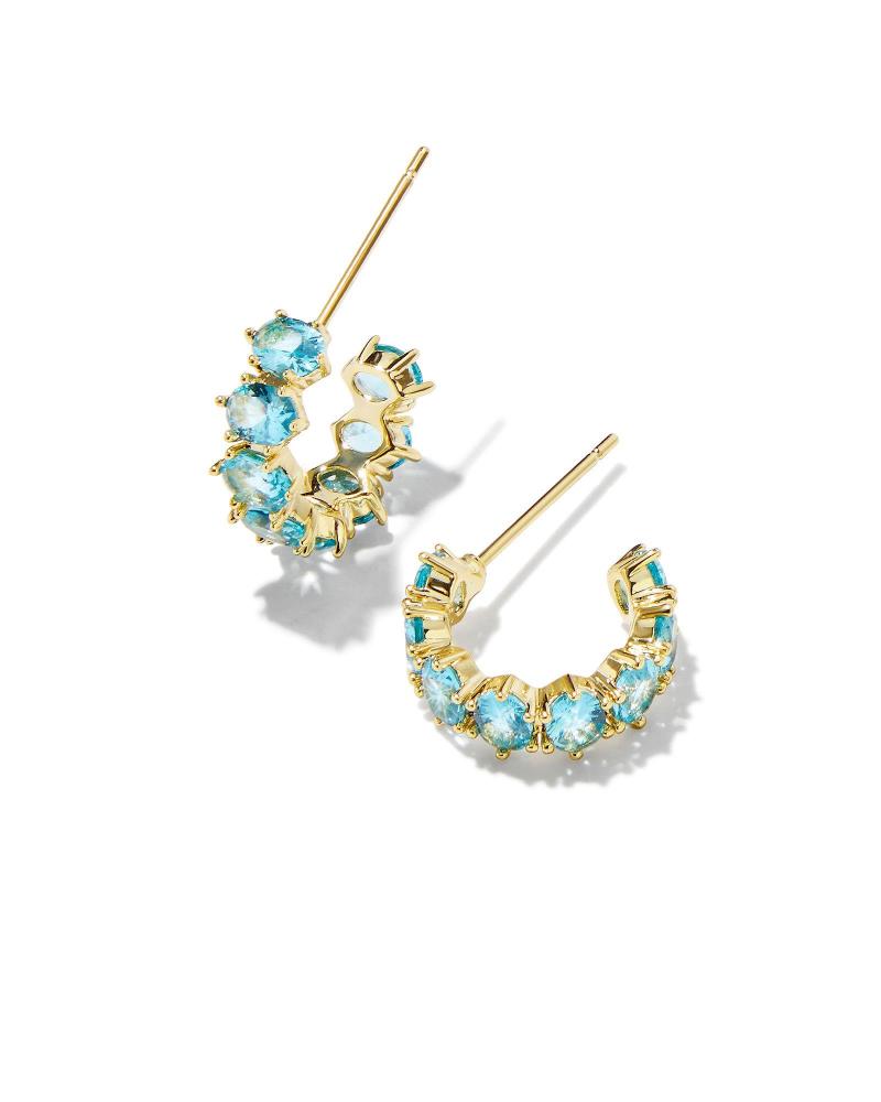 Kendra Scott Cailin Crystal Huggie Earrings - Gold Aqua 2 Kendra Scott Cailin Crystal Huggie Earrings - Gold Aqua 2