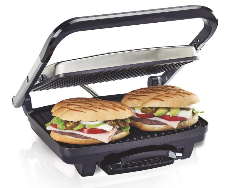 Hamilton Beach Panini Press & Indoor Grill Nonstick Plates Floating Hinged Lid 2 Hamilton Beach Panini Press & Indoor Grill Nonstick Plates Floating Hinged Lid 2