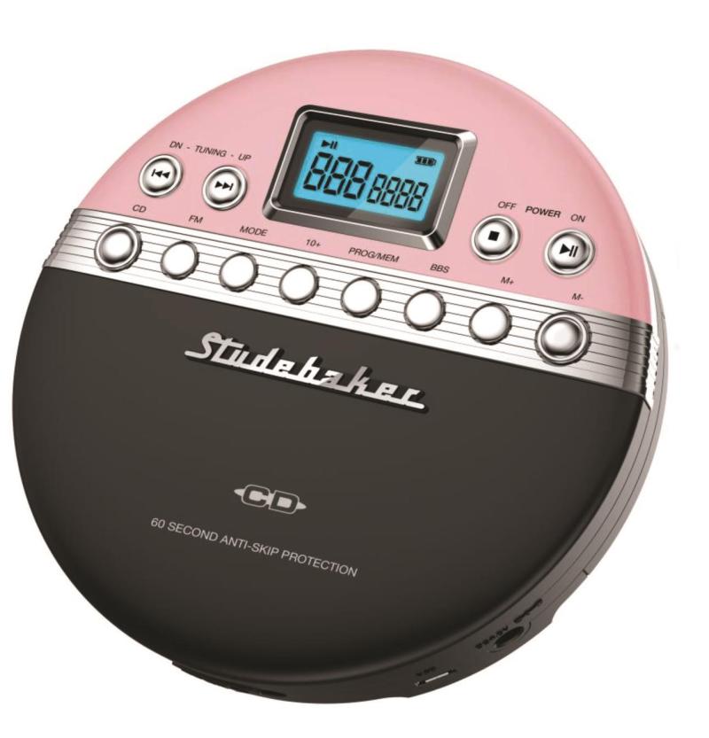 Studebaker Pink & Brown Joggable Personal CD Player w/FM Transmission & FM PLL Radio 1 Studebaker Pink & Brown Joggable Personal CD Player w/FM Transmission & FM PLL Radio 1