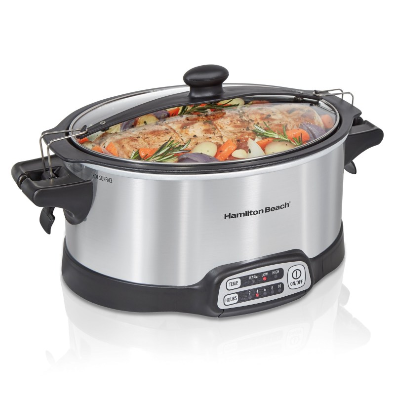 Hamilton Beach Stay Or Go Sear & Cook Slow Cooker, Clip-Tight Lid For Portability, 6 Quart Capacity, 2 Hamilton Beach Stay Or Go Sear & Cook Slow Cooker, Clip-Tight Lid For Portability, 6 Quart Capacity, 2