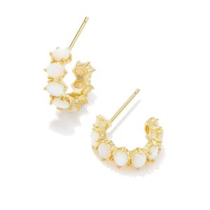 Kendra Scott Cailin Crystal Huggie Earrings - Gold Ivory 2 Kendra Scott Cailin Crystal Huggie Earrings - Gold Ivory 2