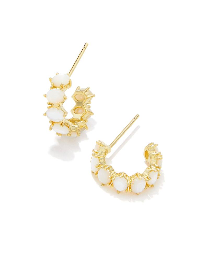 Kendra Scott Cailin Crystal Huggie Earrings - Gold Ivory 2 Kendra Scott Cailin Crystal Huggie Earrings - Gold Ivory 2