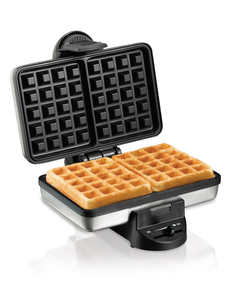 Hamilton Beach Belgian Style Waffle Baker, Non-Stick Waffle Maker Grids, Stainless Steel 2 Hamilton Beach Belgian Style Waffle Baker, Non-Stick Waffle Maker Grids, Stainless Steel 2
