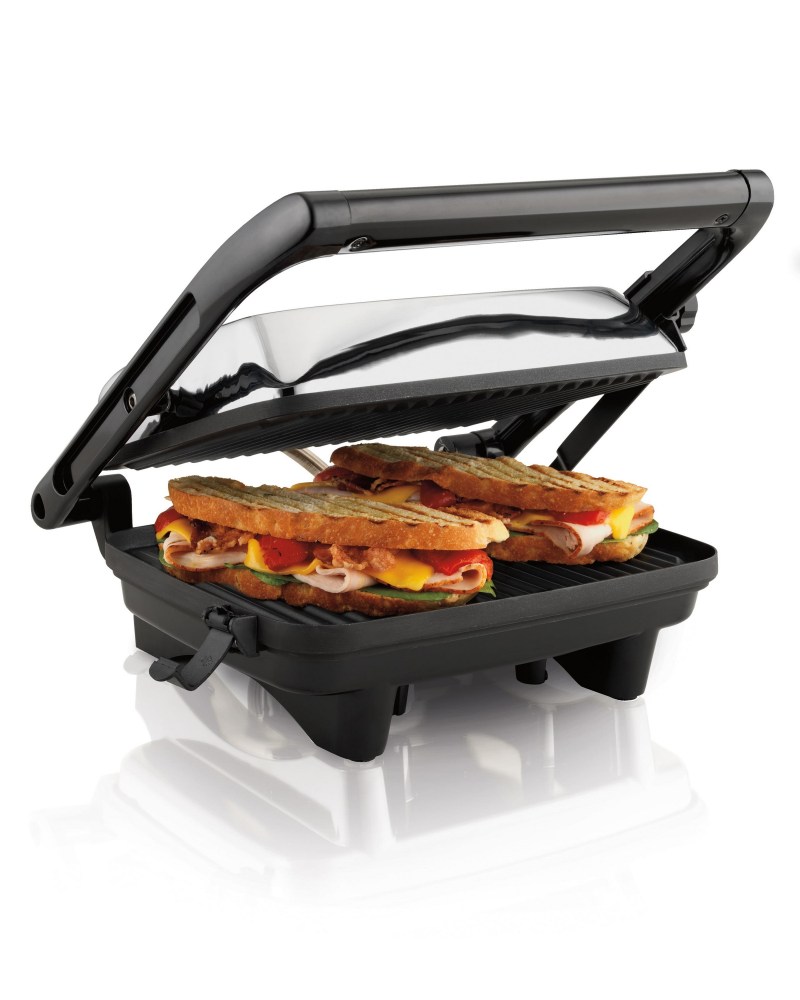 Hamilton Beach Panini Press & Gourmet Sandwich Maker, 10" X 8" Nonstick Grill Plates 2 Hamilton Beach Panini Press & Gourmet Sandwich Maker, 10" X 8" Nonstick Grill Plates 2