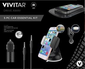 Vivitar® Black 5 Piece Car Essential Kit w/Phone Mounts 1 Vivitar® Black 5 Piece Car Essential Kit w/Phone Mounts 1