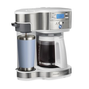 Hamilton Beach 2-Way Programmable Coffee Maker, Single-Serve And 12 Cup Glass Carafe, White, 49933 2 Hamilton Beach 2-Way Programmable Coffee Maker, Single-Serve And 12 Cup Glass Carafe, White, 49933 2
