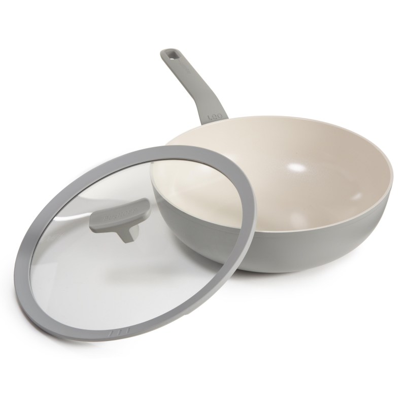 BergHoff Leo Balance Ns Ceramic Wok Pan 11", 4.4Qt. w/Glass Lid, Recycled Aluminum, Moonmist 2 BergHoff Leo Balance Ns Ceramic Wok Pan 11", 4.4Qt. w/Glass Lid, Recycled Aluminum, Moonmist 2
