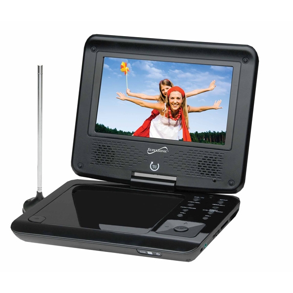 SuperSonic 7" Portable DVD Player w/ Digital TV, USB/SD Inputs & Swivel Display 1 SuperSonic 7" Portable DVD Player w/ Digital TV, USB/SD Inputs & Swivel Display 1