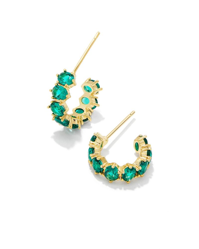 Kendra Scott Cailin Crystal Huggie Earrings - Gold Green 2 Kendra Scott Cailin Crystal Huggie Earrings - Gold Green 2