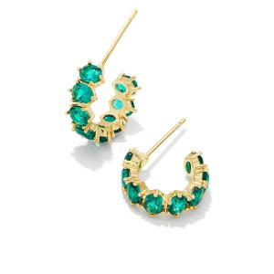 Kendra Scott Cailin Crystal Huggie Earrings - Gold Green 2 Kendra Scott Cailin Crystal Huggie Earrings - Gold Green 2