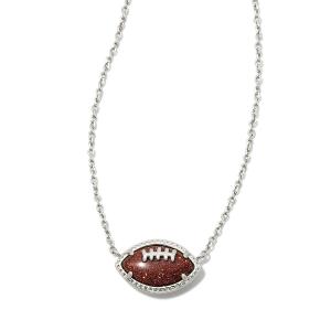 Kendra Scott Football Short Pendant Necklace - Silver Orange Goldstone 2 Kendra Scott Football Short Pendant Necklace - Silver Orange Goldstone 2