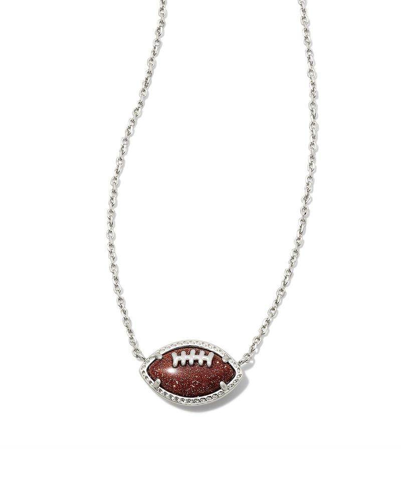 Kendra Scott Football Short Pendant Necklace - Silver Orange Goldstone 2 Kendra Scott Football Short Pendant Necklace - Silver Orange Goldstone 2