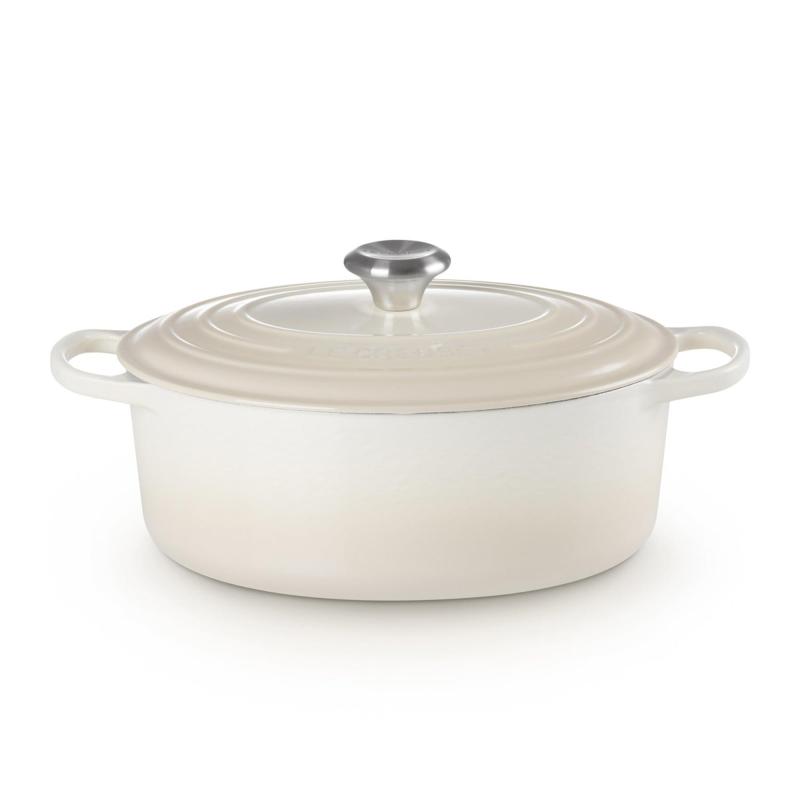 Le Creuset 5Qt Signature Cast Iron Oval Dutch Oven Meringue 2 Le Creuset 5Qt Signature Cast Iron Oval Dutch Oven Meringue 2