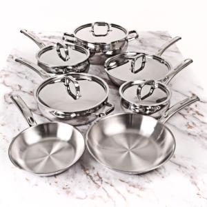BergHoff Belly Shape 12Pc 18/10 Ss Cookware Set, Metal Lids 2 BergHoff Belly Shape 12Pc 18/10 Ss Cookware Set, Metal Lids 2