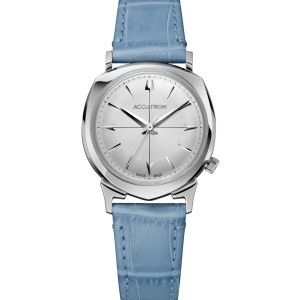 Accutron Unisex Legacy Blue Leather Strap Watch w/Silver White Dial 2 Accutron Unisex Legacy Blue Leather Strap Watch w/Silver White Dial 2