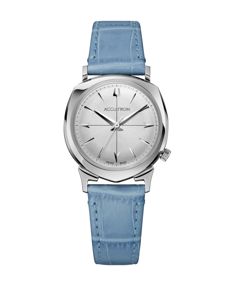 Accutron Unisex Legacy Blue Leather Strap Watch w/Silver White Dial 2 Accutron Unisex Legacy Blue Leather Strap Watch w/Silver White Dial 2
