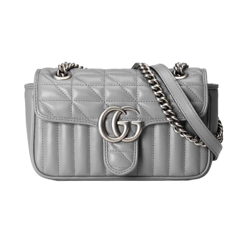 Gucci Gg Marmont Mini Bag Dark Gray Matelassé 2 Gucci Gg Marmont Mini Bag Dark Gray Matelassé 2