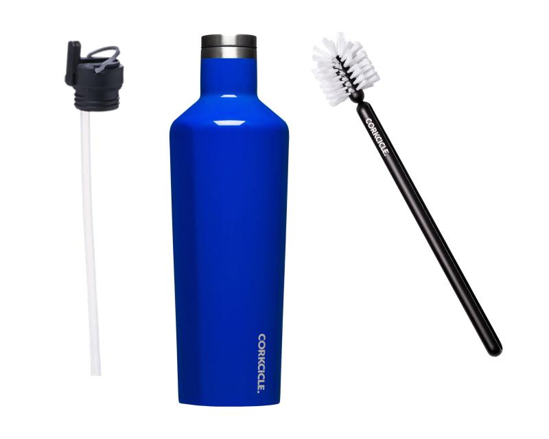 Corkcicle® 25 Oz. Canteen W/Bottle Brush & Canteen Cap W/Straw - Gloss Cobalt 2 Corkcicle® 25 Oz. Canteen W/Bottle Brush & Canteen Cap W/Straw - Gloss Cobalt 2