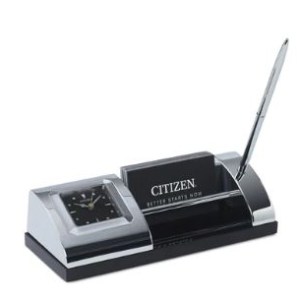 Citizen® Executive Suite Black Crystal Desk Clock/Business Card Holder 1 Citizen® Executive Suite Black Crystal Desk Clock/Business Card Holder 1