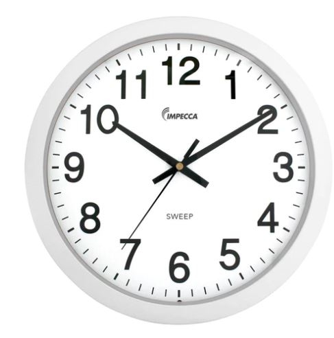 Impecca 14 Inch Sweep Movement Wall Clock Silver White 1 Impecca 14 Inch Sweep Movement Wall Clock Silver White 1