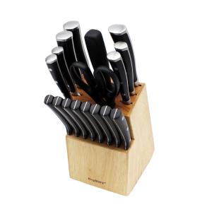 BergHoff Triple Riveted 18Pc Cutlery Set/Block With 8 Steak Knives 2 BergHoff Triple Riveted 18Pc Cutlery Set/Block With 8 Steak Knives 2