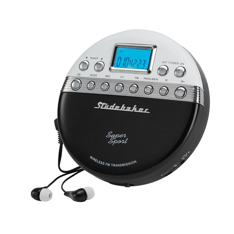 Studebaker Black & White Joggable Personal CD Player w/FM Transmission & FM PLL Radio 1 Studebaker Black & White Joggable Personal CD Player w/FM Transmission & FM PLL Radio 1