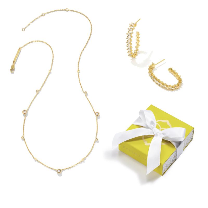 Kendra Scott Davie Necklace & Juliette Hoop Earrings 2 Kendra Scott Davie Necklace & Juliette Hoop Earrings 2