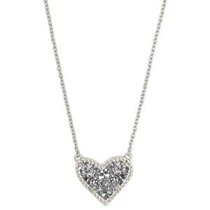 Kendra Scott Ari Heart Short Pendant Necklace - Rhod Platinum Drusy 2 Kendra Scott Ari Heart Short Pendant Necklace - Rhod Platinum Drusy 2