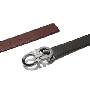 Salvatore Ferragamo Reversible And Adjustable Gancini Belt - Black/Auburn Brown 2 Salvatore Ferragamo Reversible And Adjustable Gancini Belt - Black/Auburn Brown 2
