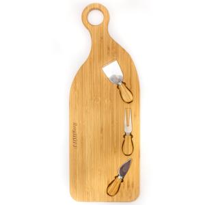 BergHoff Bamboo 4Pc Paddle Cheese Board Set, With 3 Tools, 22X7.9X1" 2 BergHoff Bamboo 4Pc Paddle Cheese Board Set, With 3 Tools, 22X7.9X1" 2