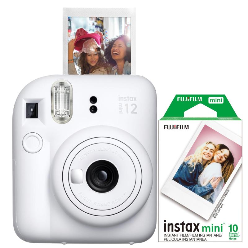 FujiFilm Instax Mini 12 Instant Camera W/ 10 Count Film Clay White 2 FujiFilm Instax Mini 12 Instant Camera W/ 10 Count Film Clay White 2