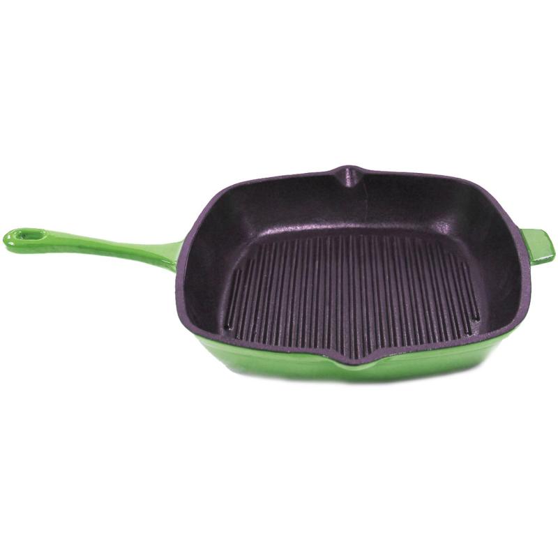 BergHoff Neo 11" Cast Iron Square Grill Pan, Green 2 BergHoff Neo 11" Cast Iron Square Grill Pan, Green 2