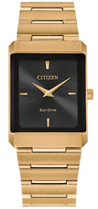 Citizen® Stiletto Tank Unisex/Small Gold-Tone Watch w/Black Dial 1 Citizen® Stiletto Tank Unisex/Small Gold-Tone Watch w/Black Dial 1
