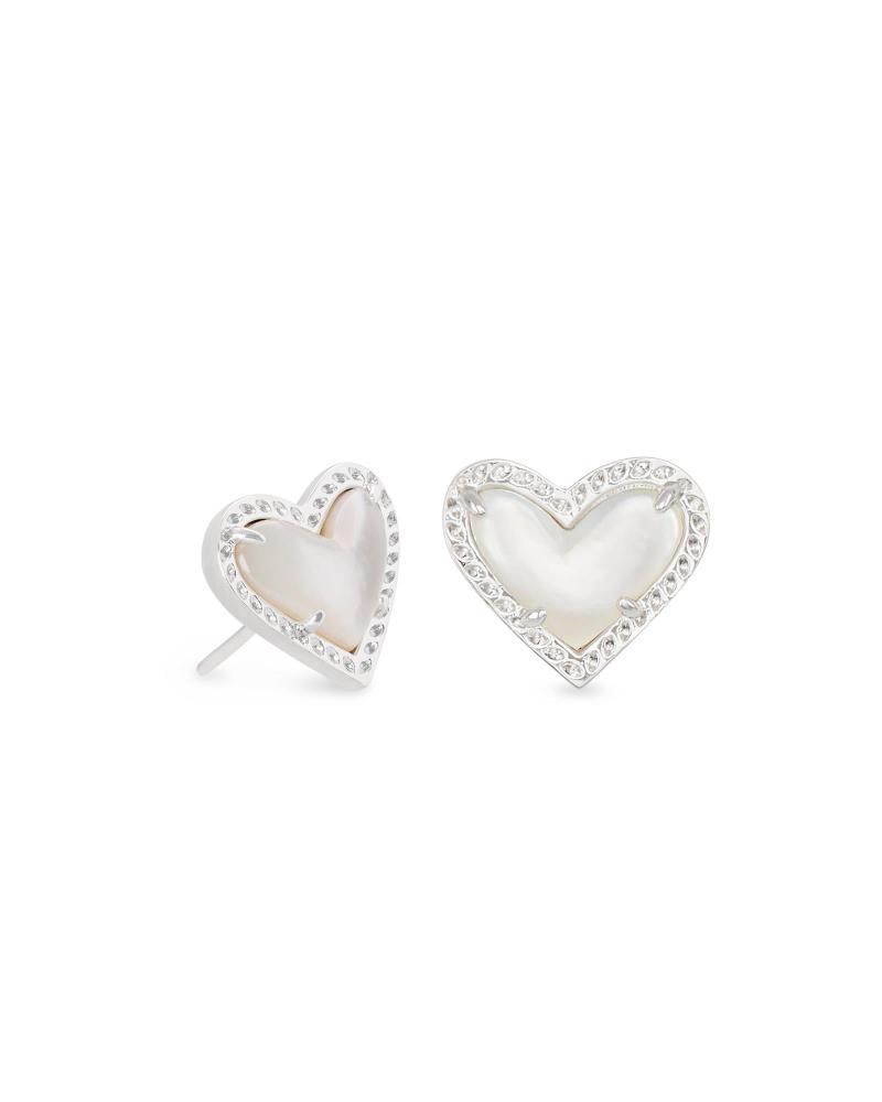 Kendra Scott Ari Heart Stud Earring - Rhodium Plated Brass 2 Kendra Scott Ari Heart Stud Earring - Rhodium Plated Brass 2