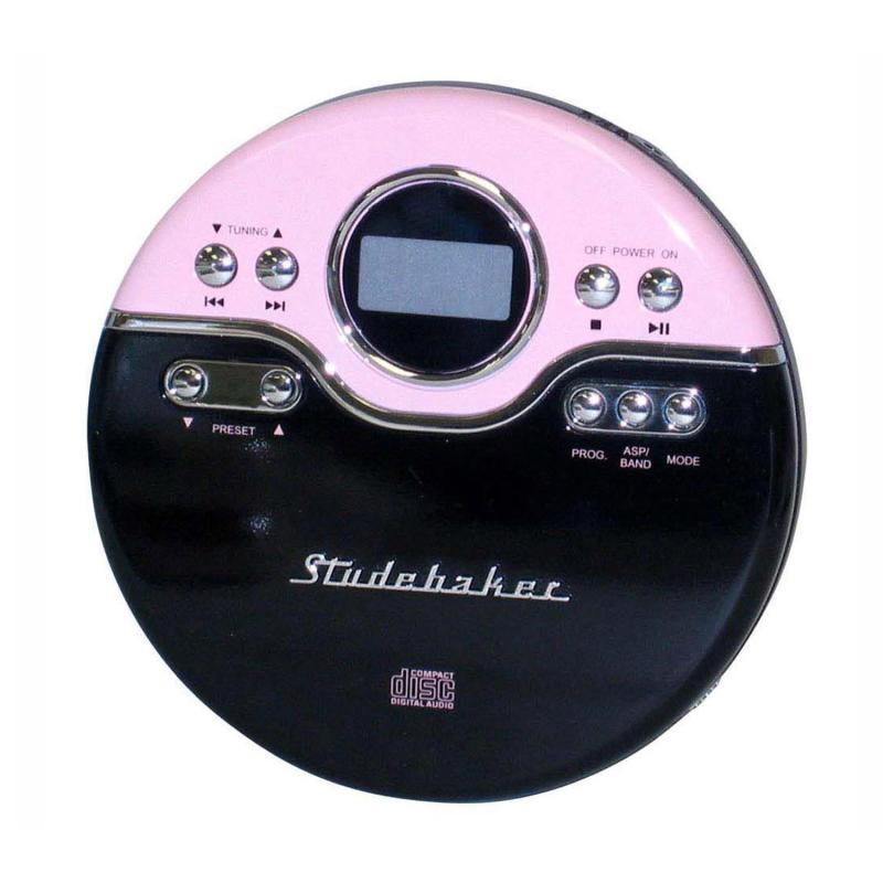 Studebaker Pink & Black Personal CD Player w/45 Second ASP & AM/FM Radio 1 Studebaker Pink & Black Personal CD Player w/45 Second ASP & AM/FM Radio 1